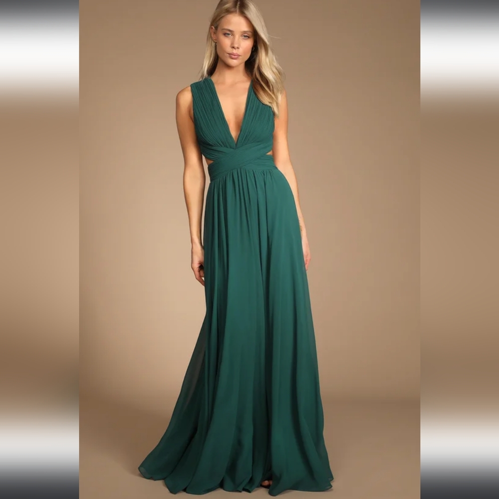 NEW Lulu's Emerald Green Cutout Maxi Dress Xlarge